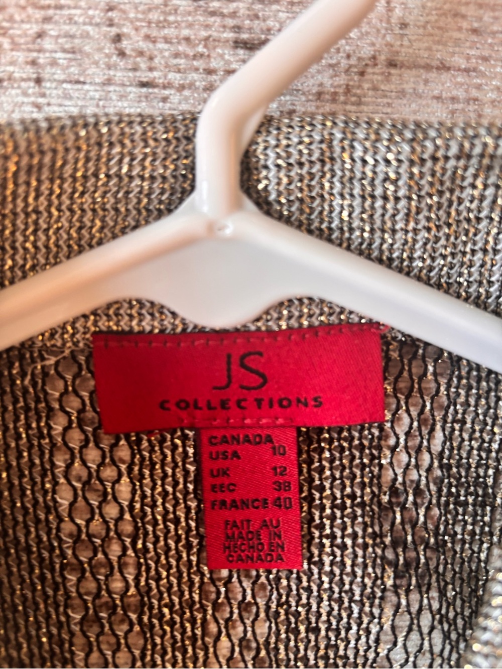 JS Collections Metallic Gold Mesh Button-Front Jacket - Picture 2 of 7